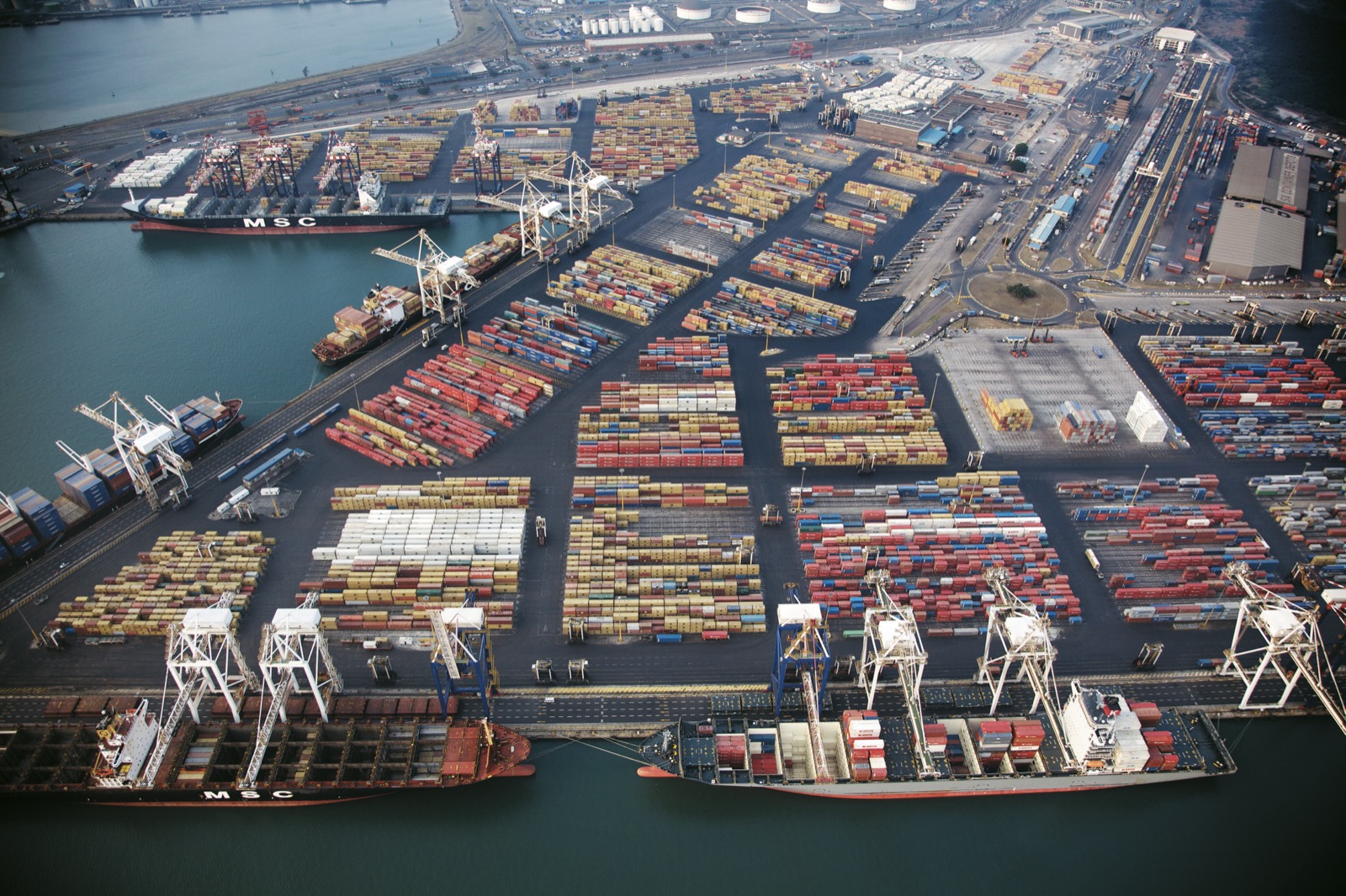 Container stacks at Durban port
